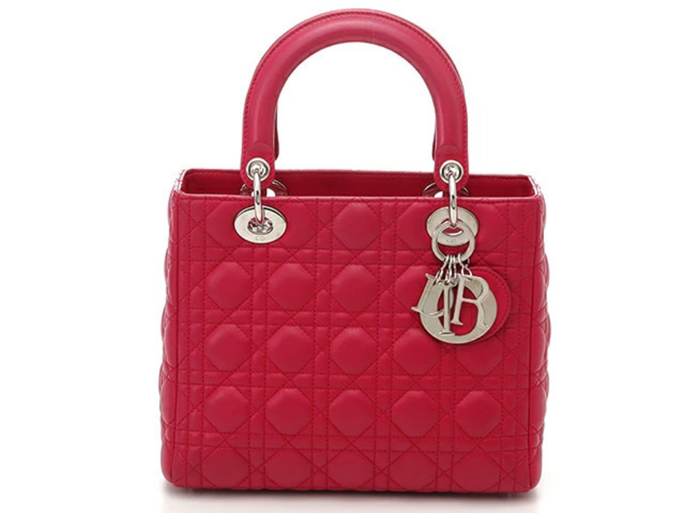 Christian Dior Lady Shoulder Bag Lambskin Rose Pink